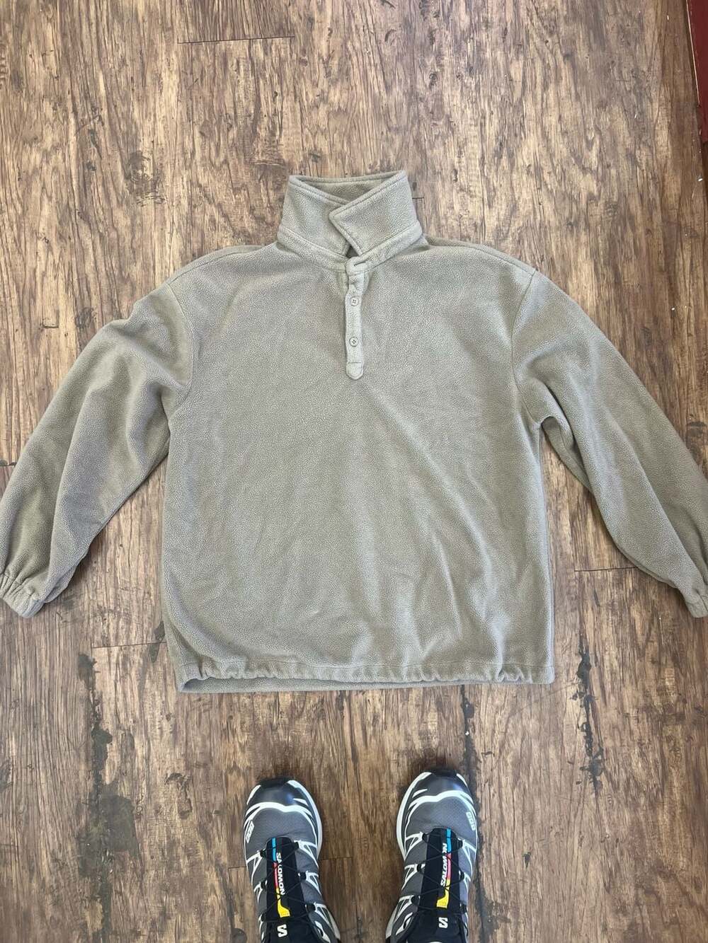 Dazy Taupe Button Fleece Pullover Henly Sweatshirt Size M